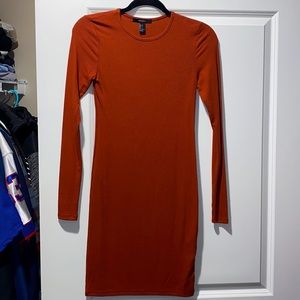 Long sleeve amber colored dress